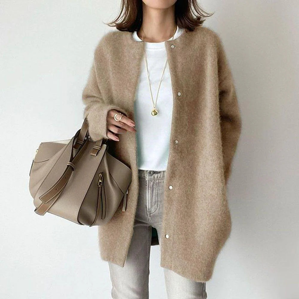 Ins Single Breasted Cardigans Fashion Solid Color Knitted Jacket Women'S Autumn Spring Clothing