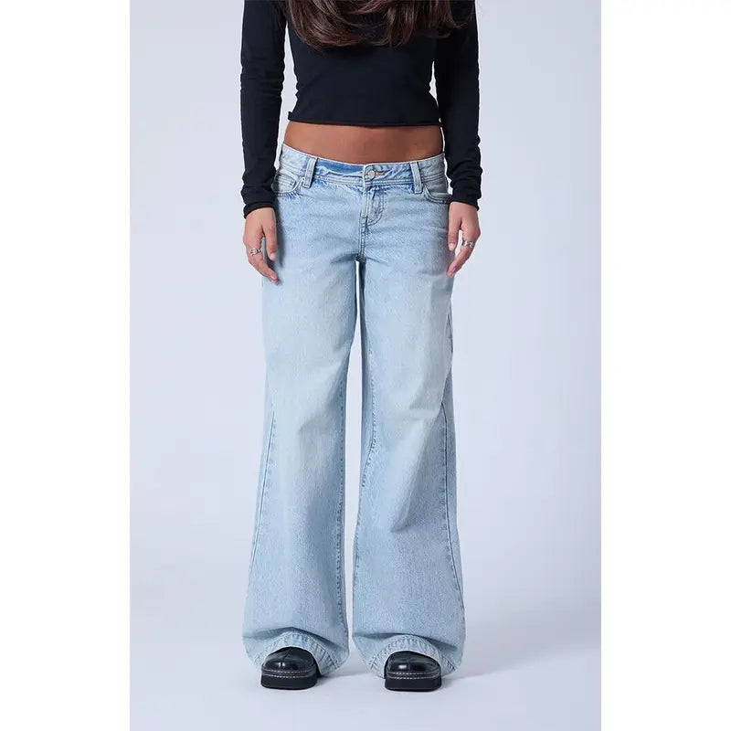 Pacsun Women'S Kaia Ultimate Low Rise Baggy Jeans Light Blue Wash