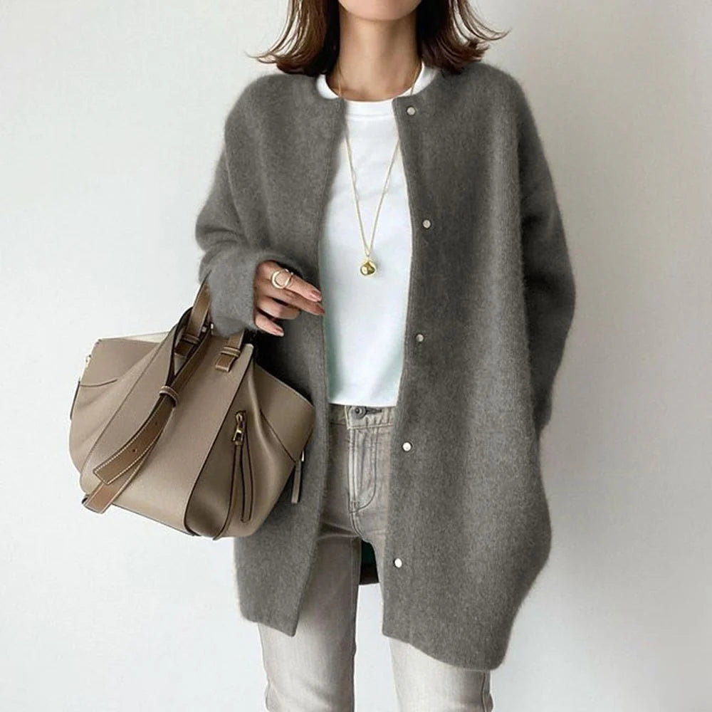 Ins Single Breasted Cardigans Fashion Solid Color Knitted Jacket Women'S Autumn Spring Clothing