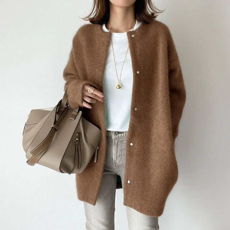 Ins Single Breasted Cardigans Fashion Solid Color Knitted Jacket Women'S Autumn Spring Clothing