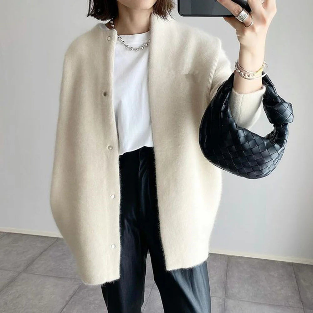 Ins Single Breasted Cardigans Fashion Solid Color Knitted Jacket Women'S Autumn Spring Clothing