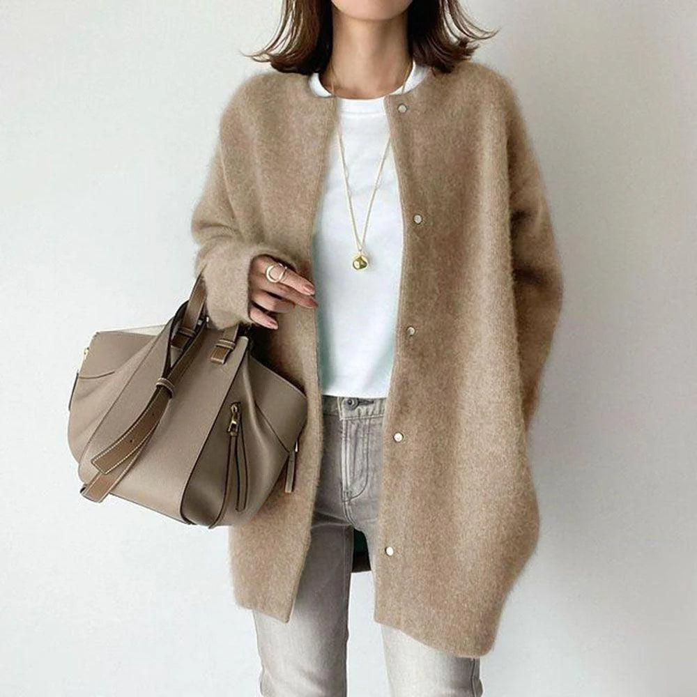 Ins Single Breasted Cardigans Fashion Solid Color Knitted Jacket Women'S Autumn Spring Clothing