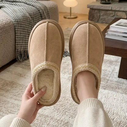 Women'S Memory Foam Soft Plush Slippers — Closed-Toe Design, Faux Suede Material, Non-Slip EVA Sole, Supportive Cushioning, Easy Slip-On Style, Winter-Ready, Machine Washable, Decorative Stitching Details, Suitable for Indoor and Outdoor Use.
