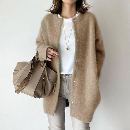 Ins Single Breasted Cardigans Fashion Solid Color Knitted Jacket Women'S Autumn Spring Clothing