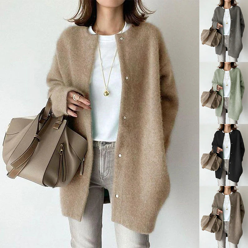 Ins Single Breasted Cardigans Fashion Solid Color Knitted Jacket Women'S Autumn Spring Clothing