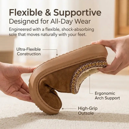 Women'S Memory Foam Soft Plush Slippers — Closed-Toe Design, Faux Suede Material, Non-Slip EVA Sole, Supportive Cushioning, Easy Slip-On Style, Winter-Ready, Machine Washable, Decorative Stitching Details, Suitable for Indoor and Outdoor Use.
